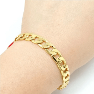 새 골드 18K GF 10mm 팔찌 금 스테인레스 스틸 이미지