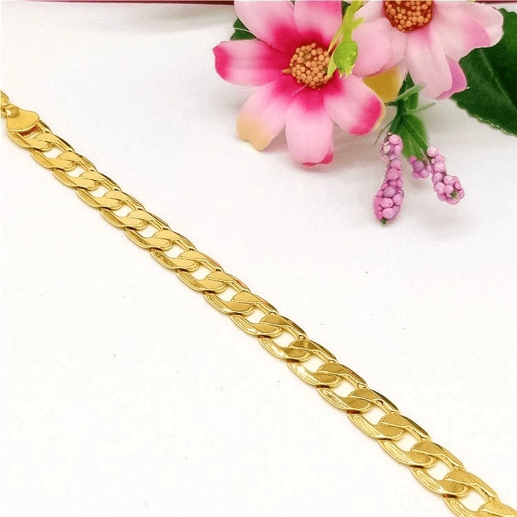새 골드 18K GF 10mm 팔찌 금 스테인레스 스틸 이미지