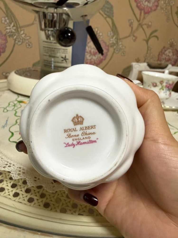 영국 앤틱 로얄 알버트 레이디 해밀턴 슈가볼 & 크리머 세트 이미지