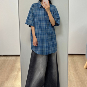 폴로 랄프로렌 데님블루 타탄체크 반팔 셔츠 남방 이미지