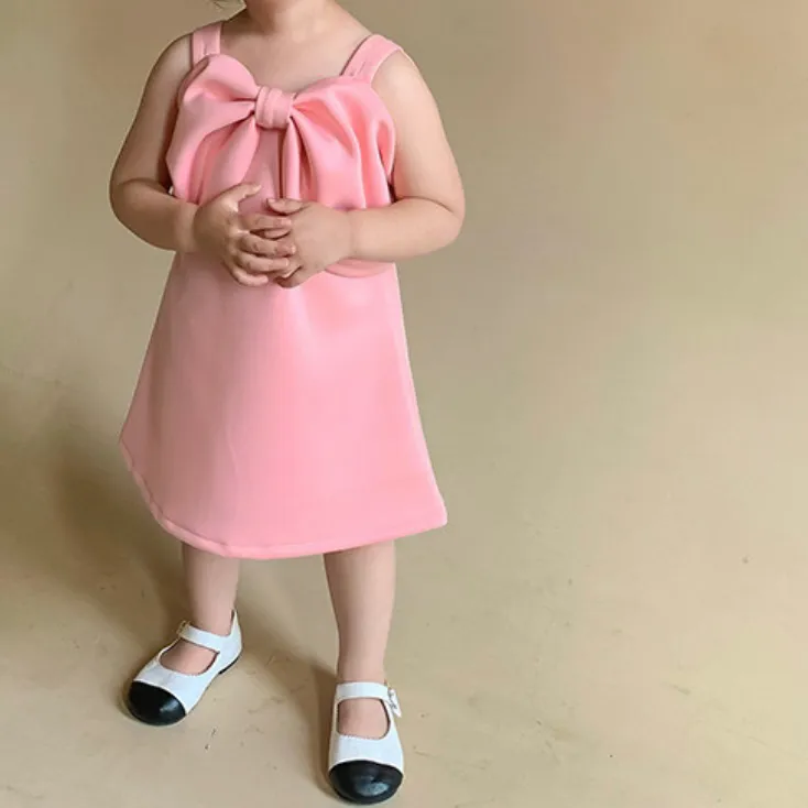 유아 오픈숄더 왕리본 원피스 핑크치마 공주치마 파티룩 생일파티룩 이미지