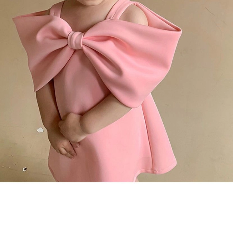유아 오픈숄더 왕리본 원피스 핑크치마 공주치마 파티룩 생일파티룩 이미지
