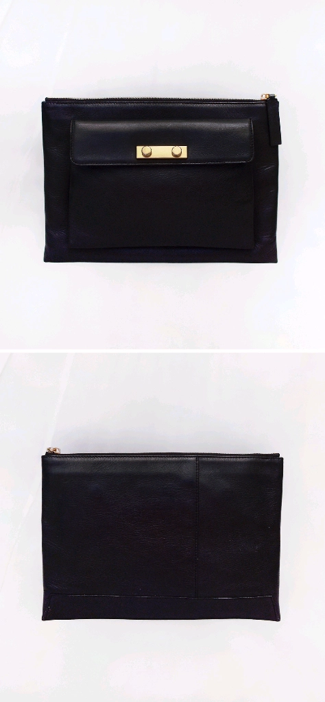 마르니 (MARNI) 금장 블랙 더블포켓 투인원 레더 클러치백 이미지