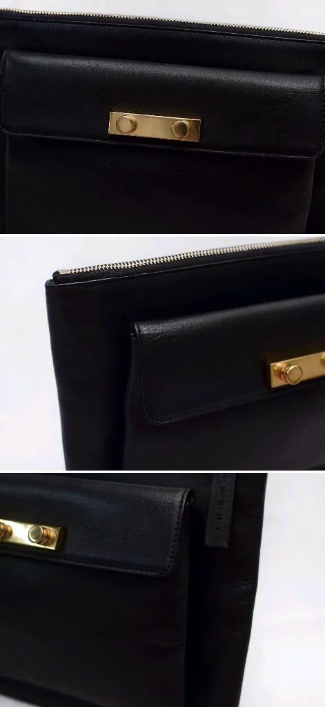 마르니 (MARNI) 금장 블랙 더블포켓 투인원 레더 클러치백 이미지