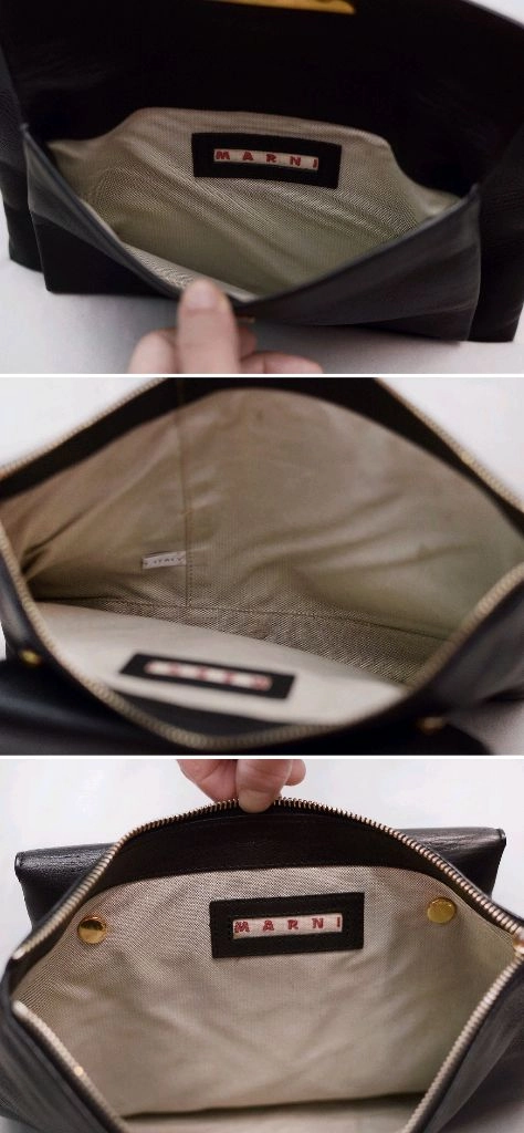 마르니 (MARNI) 금장 블랙 더블포켓 투인원 레더 클러치백 이미지
