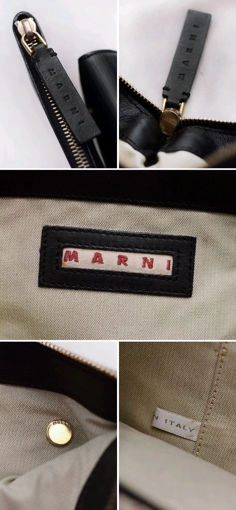 마르니 (MARNI) 금장 블랙 더블포켓 투인원 레더 클러치백 이미지