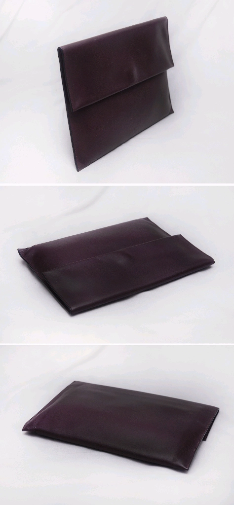 마르니 (MARNI) 버건디 나파레더 카프스킨 플랩 클러치백 이미지