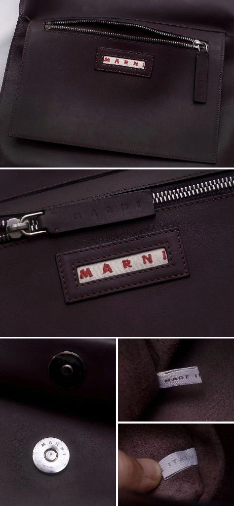 마르니 (MARNI) 버건디 나파레더 카프스킨 플랩 클러치백 이미지