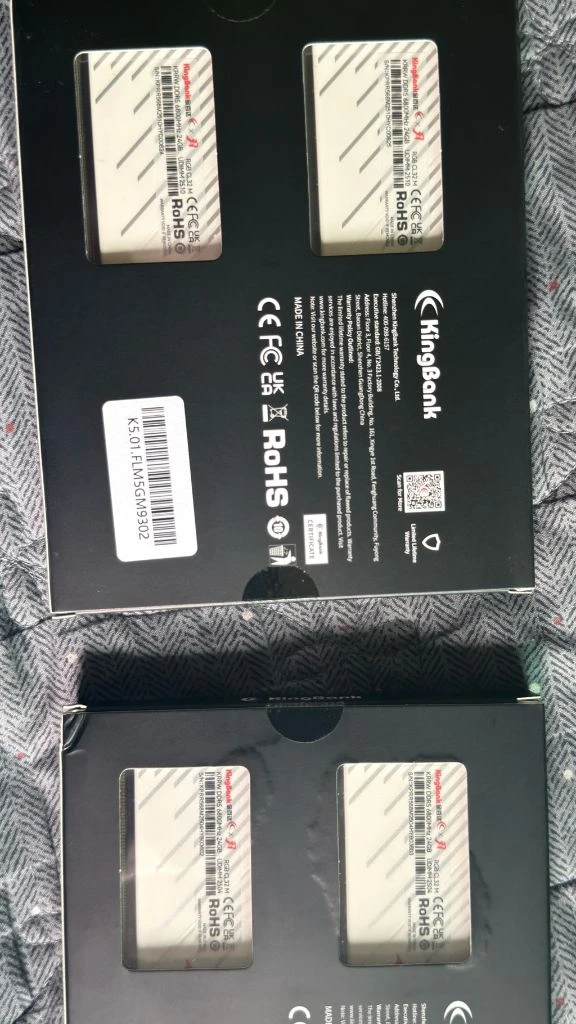 ddr5 48gb 미개봉 킹뱅크 6800mhz cl32 (24gb)x2 화이트 이미지