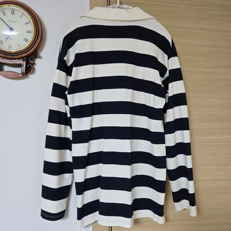 자라(ZARA) 스트라이프 오픈 카라 티셔츠 M 이미지