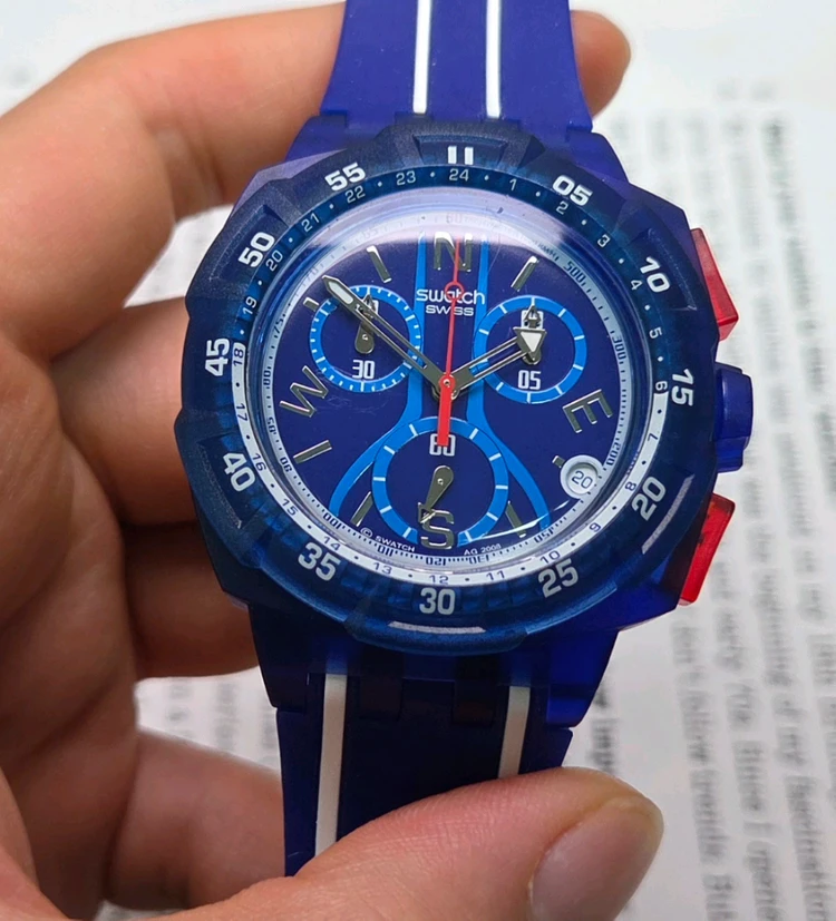 빈티지 스와치 크로노 윈드 블로커 SUIS400 블루청판 43mm 쿼츠 이미지