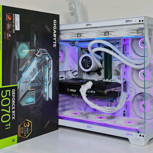 (새제품 수랭 화이트)9800X3D, RTX5070Ti, B850M, 32GB, 수랭쿨러, 방송게이밍컴퓨터본체 이미지