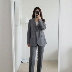 (새상품)오버핏자켓 빅사이즈 세미정장 원버튼 직장인룩 이미지