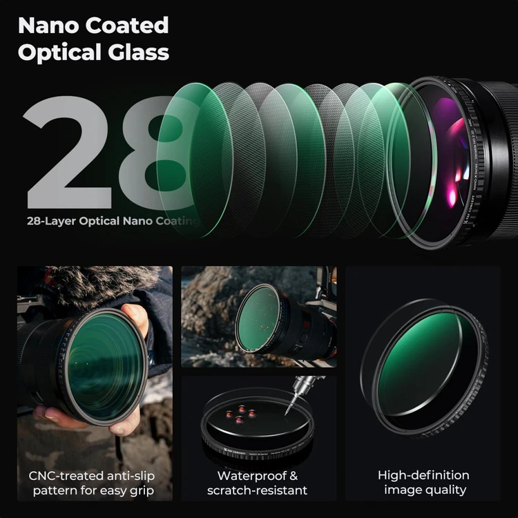 K&F Concept 95mm NANO-X ND2-32 가변 ND 필터 (새상품) 8K AGC Glass 이미지