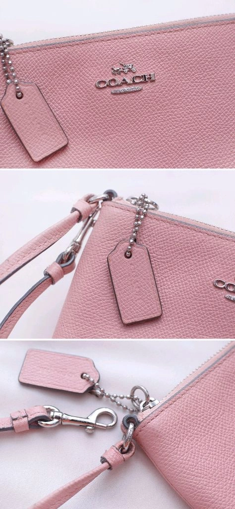코치 (COACH) 새들레더 미니 핸들 클러치 월렛백 (인디핑크) 이미지