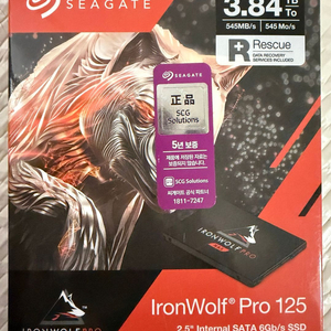 [미개봉 정품] 씨게이트 IronWolf Pro 125 3.84TB NAS용 SATA SSD 이미지