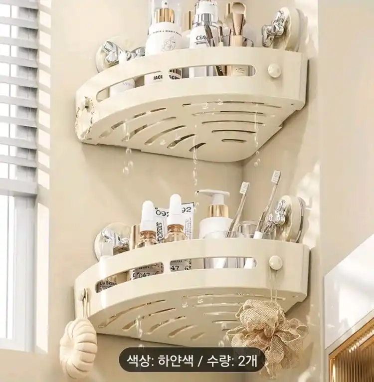헤비듀티 욕실벽걸이샤워정리대 선반2종세트 미개봉곡선형선반/공간절약형/ABS소재스토리지랙시스템샤워 욕조 주방용 전용/ 이미지