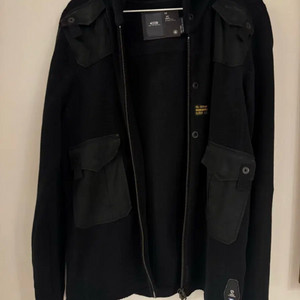 G-STAR RAW 블랙 니트 집업 후드 이미지