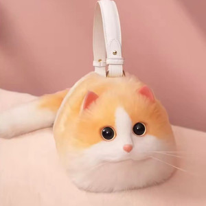 [국내배송] 귀여운 수제 고양이 치즈냥 모양 퍼 토트백 가방 이미지