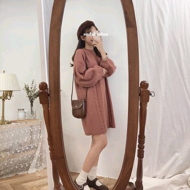새상품) 수달쌀롱 울 니트 핑크 케이블 원피스 제이블린 파스텔타임 / 베이델리 리리앤코 핫핑 크림치즈마켓 케이클럽 이미지