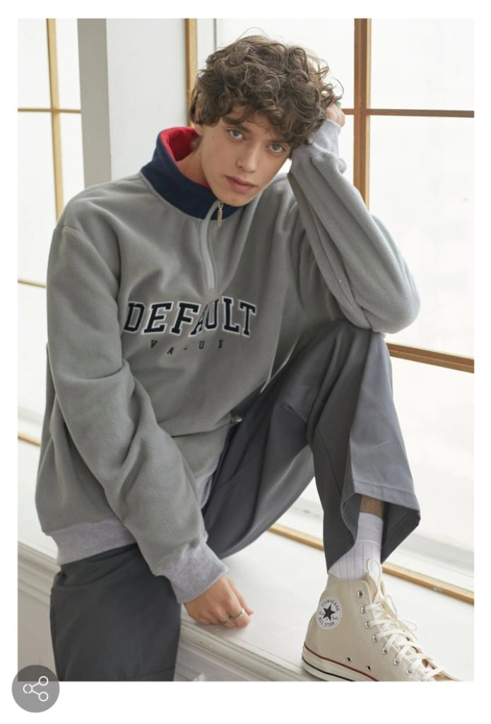 디폴트벨류 뽀글이 아치로고 하프플리스 집업 L(최종할인 이미지