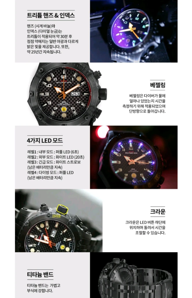 (정품)MTM 벌쳐 티타늄 블랙 다이버 시계 세트 이미지