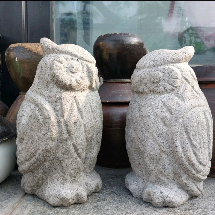 돌 부엉이 한쌍- 장식용 이미지