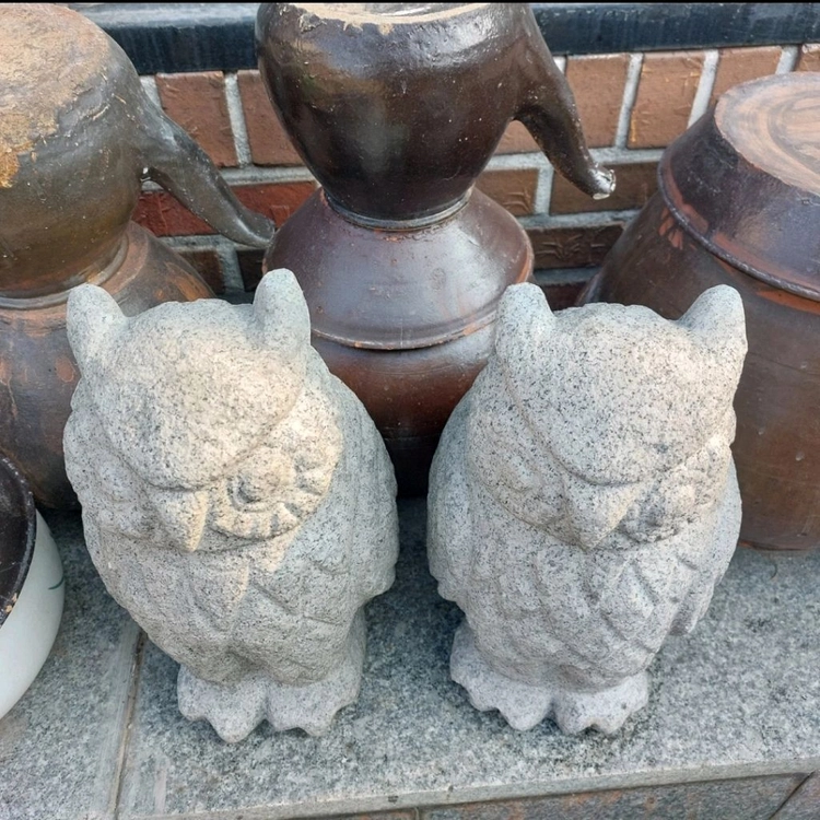 돌 부엉이 한쌍- 장식용 이미지