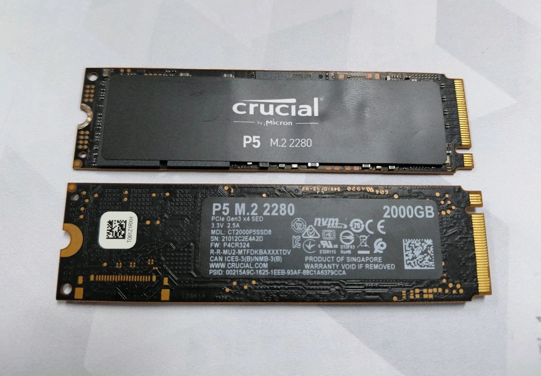 마이크론 크루셜 P5 M.2 NVMe SSD 2TB 2개 이미지