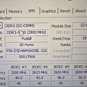하이닉스 다이 puskill ddr5 64기가 노트북 램 32기가 2개 이미지