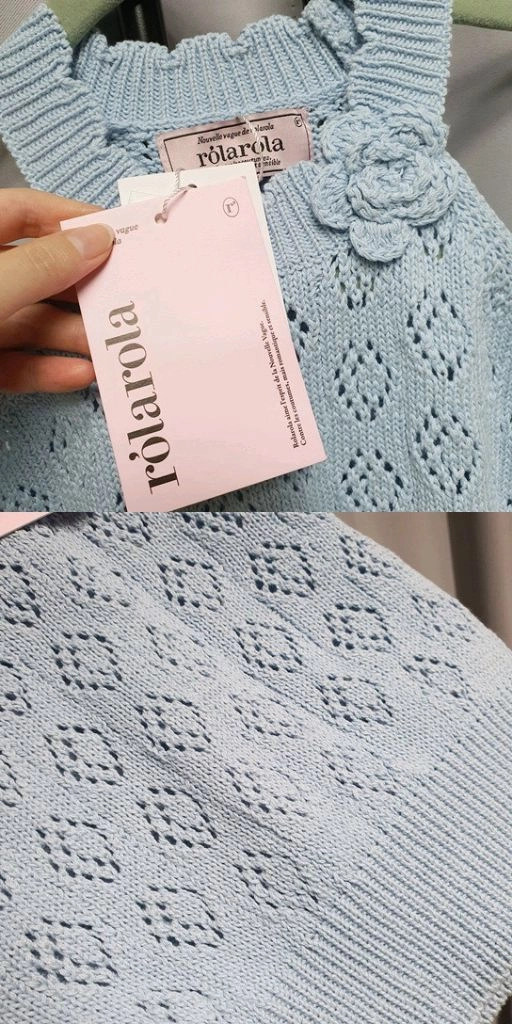 (택채새상품) 로라로라 펀칭 플라워 홀터넥 민소매 니트 나시 이미지