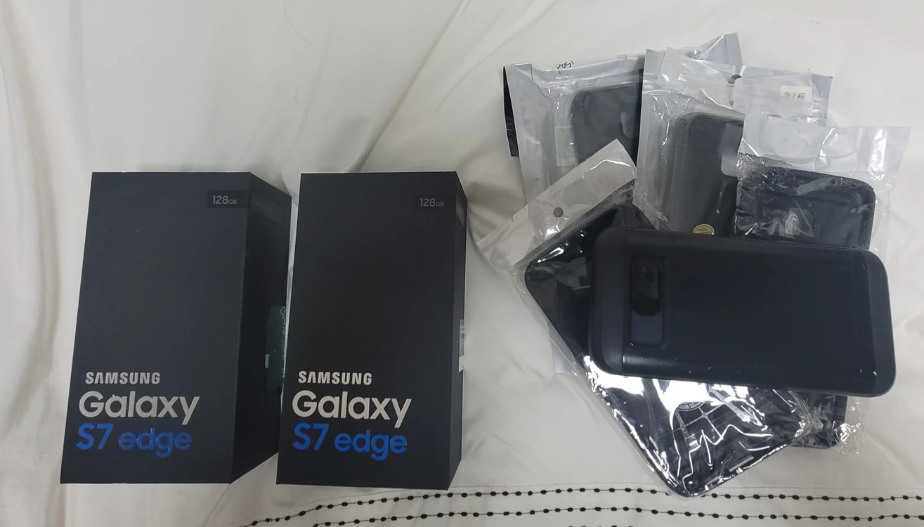 갤럭시 S7 엣지 128GB 블랙 2대 + 박스 2개 + 카드 케이스 5개 이미지