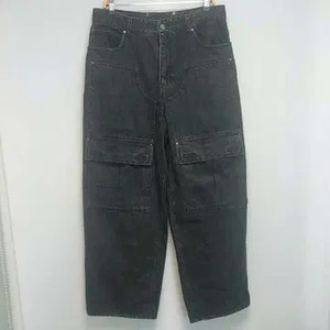 메종미네드 블랙 힙합 남성 와이드핏 청바지/50사이즈/구제24시/이 이미지