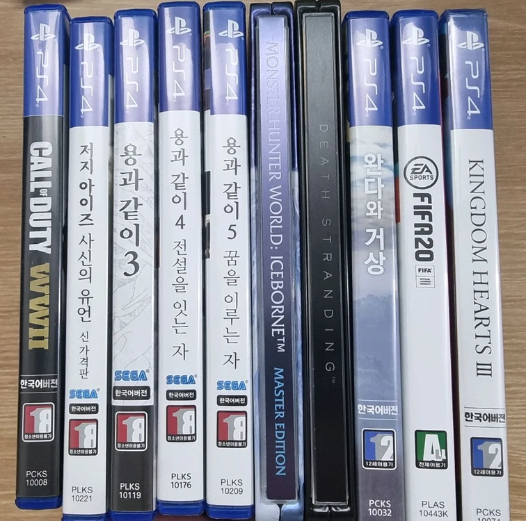 ps4 저지아이즈, 용과같이3, 몬스터헌터 아이스본, 데스스트랜딩, 피파20, 킹덤하츠3 이미지