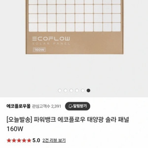 파워뱅크 에코플로우 태양광 패널 160W 이미지