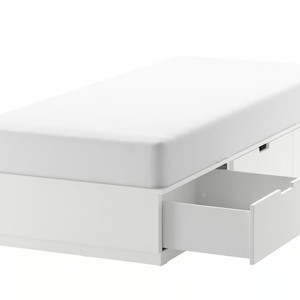 이케아 노르들리 슈퍼싱글 수납 침대 프레임 화이트 120x200 새상태 팝니다. IKEA NORDLI 이미지