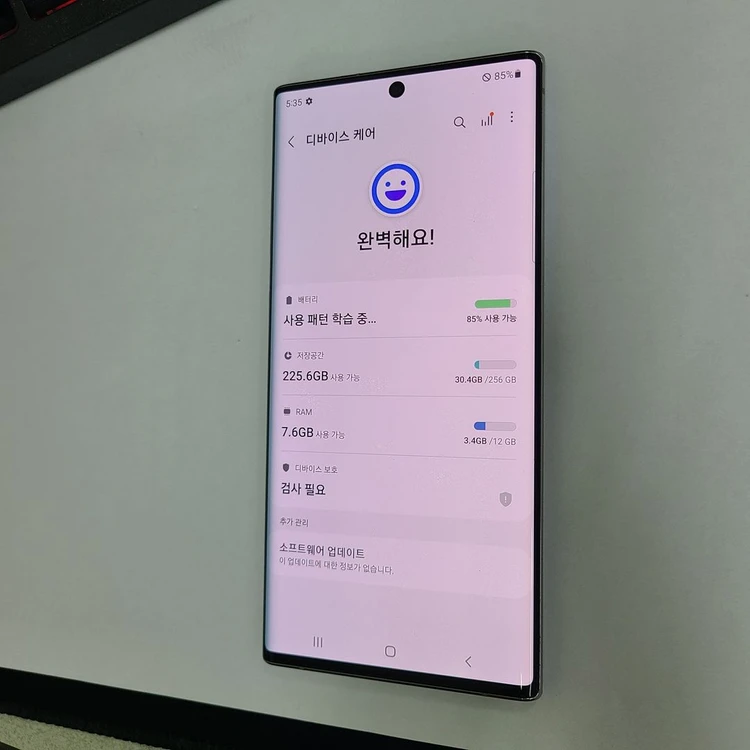갤럭시 노트10플러스 실버 256GB U+ 무잔상 중고폰 213882 이미지