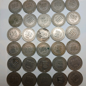 100원 동전 1972년 30개 일괄 이미지