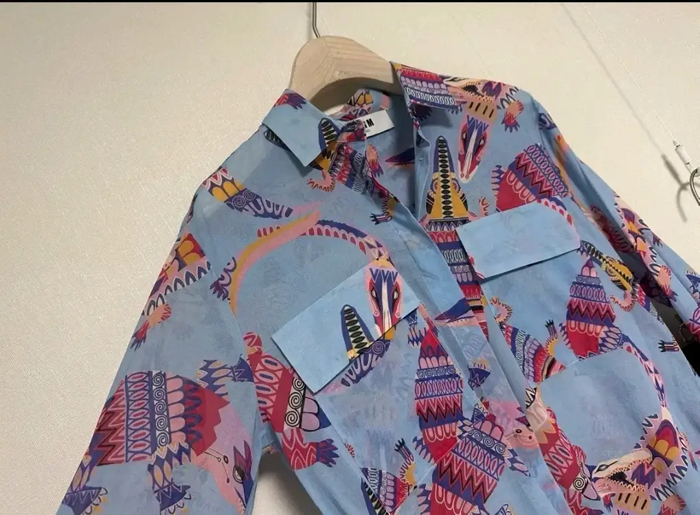 MSGM 멀티컬러 패턴 아사면 블라우스 이미지