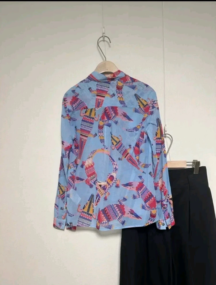 MSGM 멀티컬러 패턴 아사면 블라우스 이미지