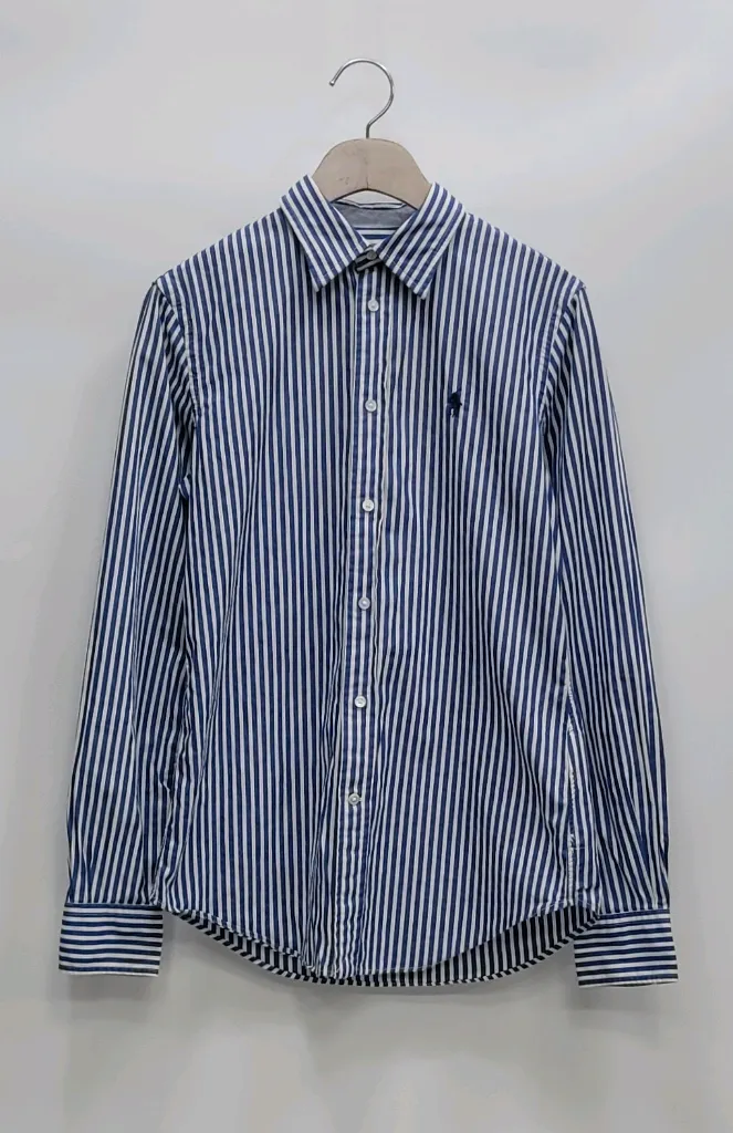 POLO 폴로 랄프로렌 슬림 스트레치 스트라이프 셔츠 / 여 4 (160-88a) 네이비 화이트 이미지