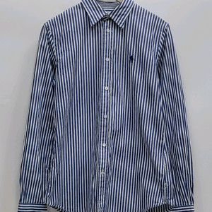 POLO 폴로 랄프로렌 슬림 스트레치 스트라이프 셔츠 / 여 4 (160-88a) 네이비 화이트 이미지