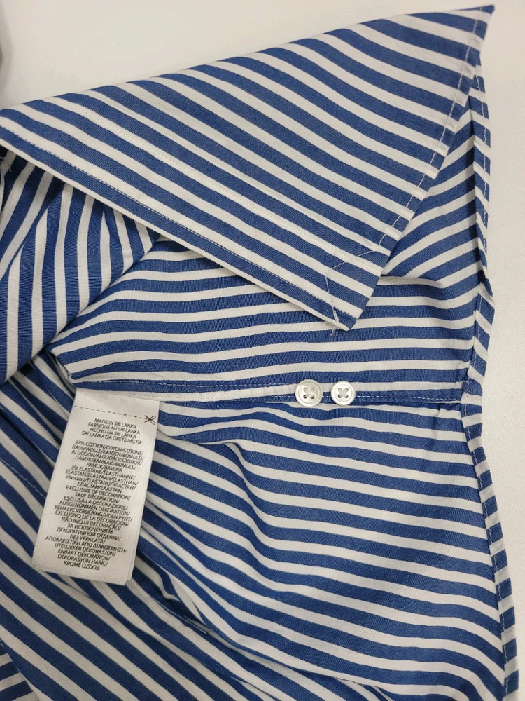 POLO 폴로 랄프로렌 슬림 스트레치 스트라이프 셔츠 / 여 4 (160-88a) 네이비 화이트 이미지