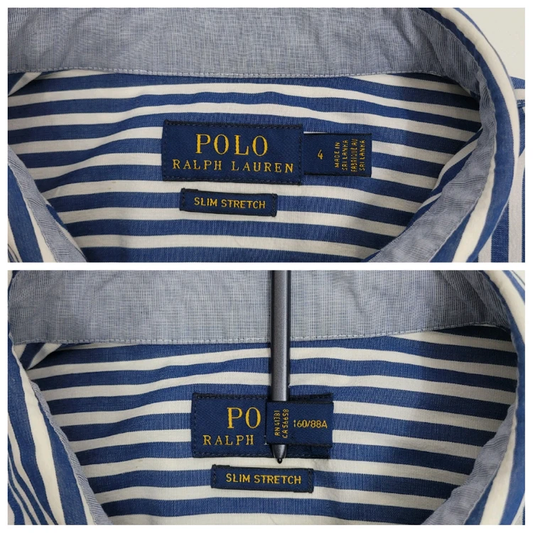 POLO 폴로 랄프로렌 슬림 스트레치 스트라이프 셔츠 / 여 4 (160-88a) 네이비 화이트 이미지