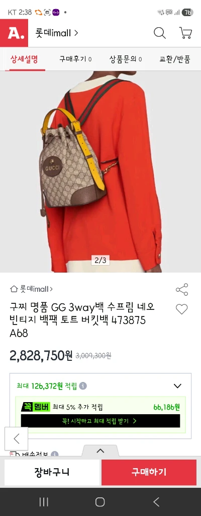 구찌 네오빈티지 버킷백 이미지