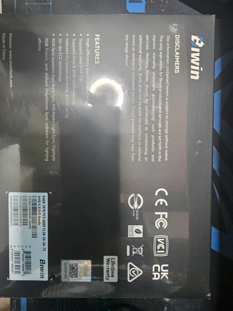 새상품biwin ddr5 cl28 6000 48gb 이미지
