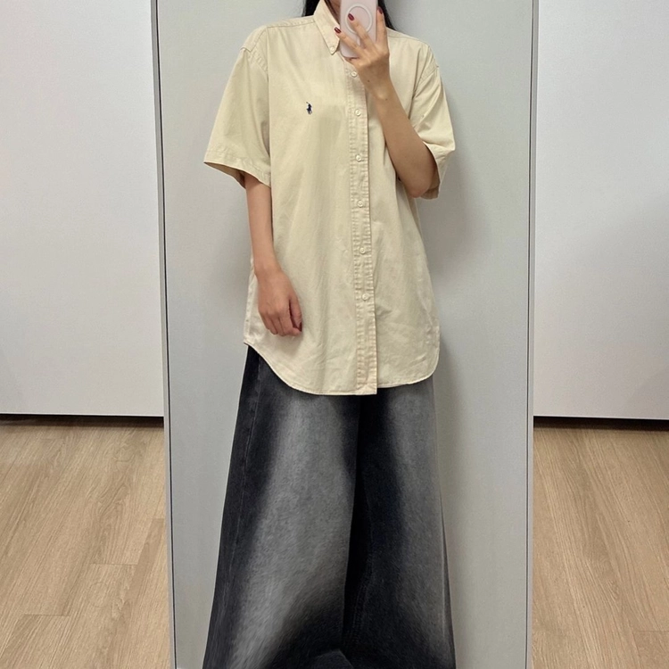폴로 랄프로렌 00s 베이지 코튼 반팔 셔츠 남방 이미지