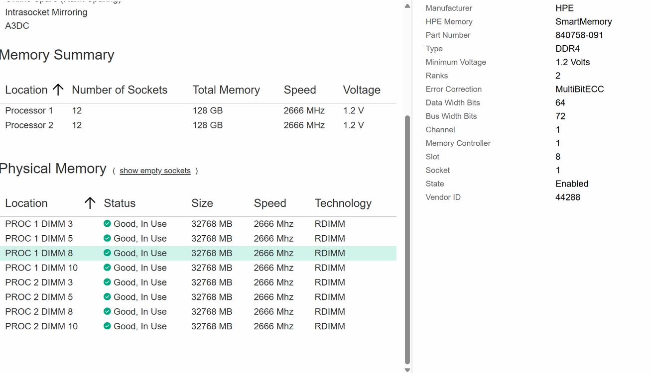 하이닉스 서버용 32GB DDR4 2666V ECC 램 메모리 Ram 이미지