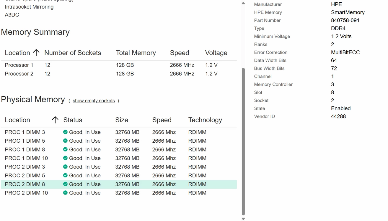 하이닉스 서버용 32GB DDR4 2666V ECC 램 메모리 Ram 이미지