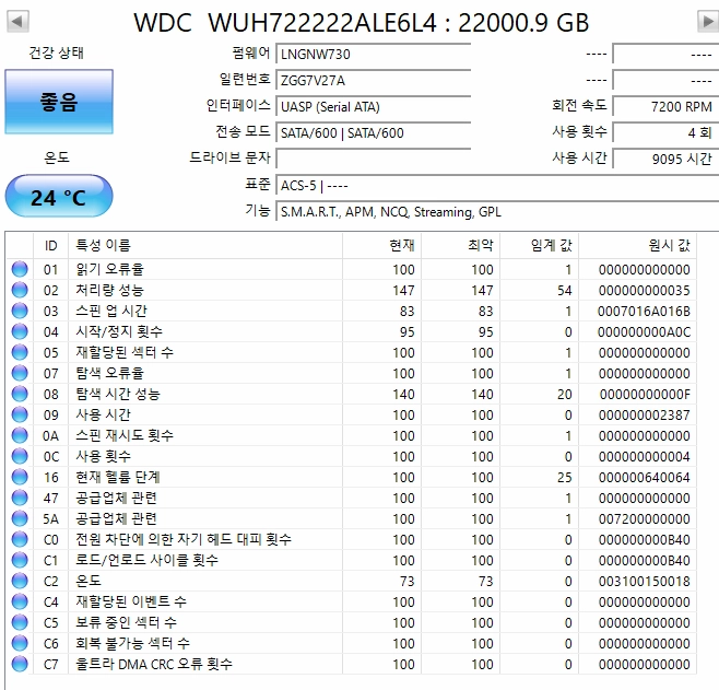 WD 울트라스타 HC570 22TB 하드디스크 4개 이미지